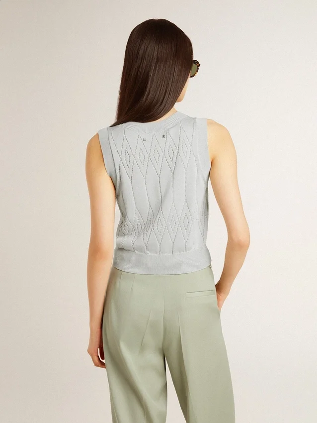 Women's sleeveless tank top in baby blue knit