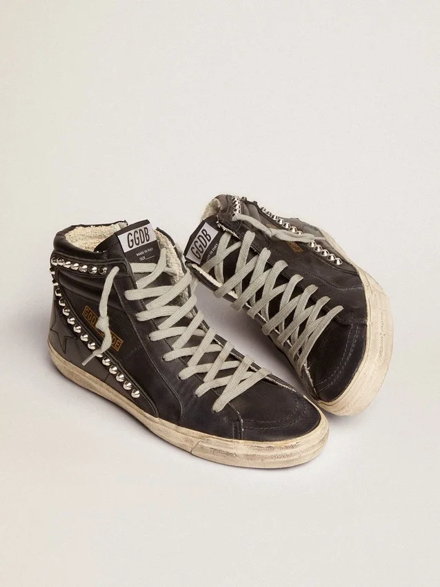 Women's Slide black with studs