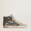 Women's Slide in leopard print pony skin with silver leather star