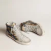 Women's Slide in leopard print pony skin with silver leather star