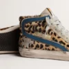 Women's Slide in leopard print pony skin with silver leather star