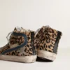 Women's Slide in leopard print pony skin with silver leather star