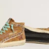 Women's Slide in ocher-colored suede with tobacco-colored leather star