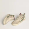 Women's Slide in zebra-print pony skin with green laminated leather flash