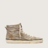 Women's Slide LAB sneakers in tobacco-colored suede with crystals and tobacco-colored suede star