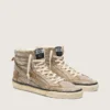 Women's Slide LAB sneakers in tobacco-colored suede with crystals and tobacco-colored suede star