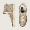 Women's Slide LAB sneakers in tobacco-colored suede with crystals and tobacco-colored suede star
