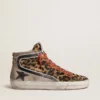Women’s Slide LTD in leopard-print pony skin with metallic leather star and flash