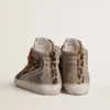 Women’s Slide LTD in leopard-print pony skin with metallic leather star and flash