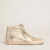 Women's Slide with ice-gray suede star and white flash