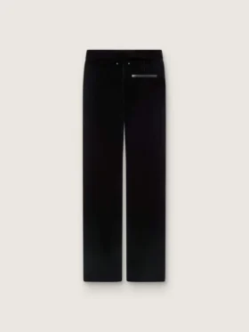 Women’s slim-fit flared pants in black cotton velvet