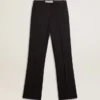 Women’s soft dark blue pants in wool blend