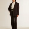 Women’s soft dark blue pants in wool blend