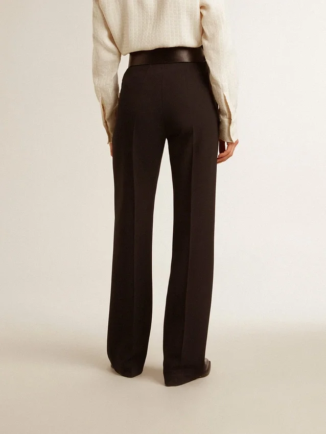 Women’s soft dark blue pants in wool blend