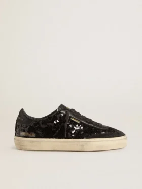 Women's Soul Star in black sequins with black suede heel tab