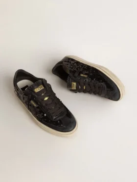 Women’s Soul Star in black sequins with black suede heel tab