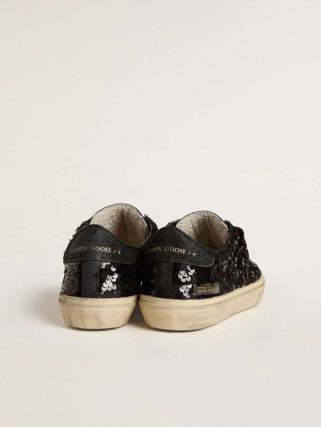 Women's Soul Star in black sequins with black suede heel tab