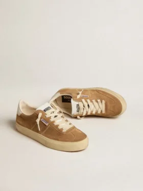 Women’s Soul Star in camel-colored suede with white leather heel tab and tongue