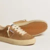 Women's Soul Star in camel-colored suede with white leather heel tab and tongue