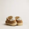 Women's Soul Star in camel-colored suede with white leather heel tab and tongue