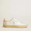 Women's Soul Star in white leather with pink leather heel tab