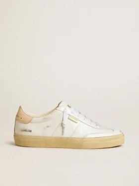 Women's Soul Star in white leather with pink leather heel tab