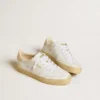 Women's Soul Star in white leather with pink leather heel tab