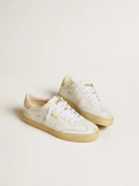 Women’s Soul Star in white leather with pink leather heel tab