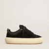 Women's Space-Star Cube in black suede with perforated star
