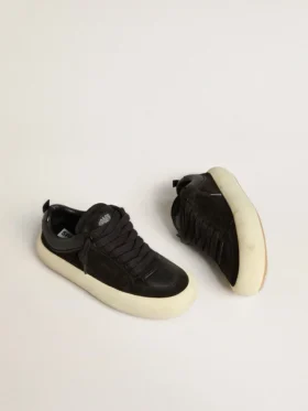 Women’s Space-Star Cube in black suede with perforated star