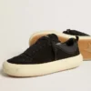 Women's Space-Star Cube in black suede with perforated star