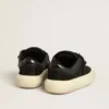 Women's Space-Star Cube in black suede with perforated star