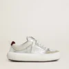 Women’s Space-Star Cube in ice-gray and silver leather with burgundy heel tab