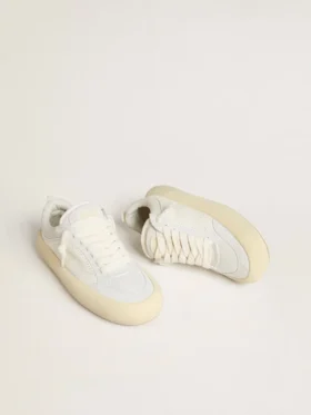 Women’s Space-Star Cube in white leather with perforated star