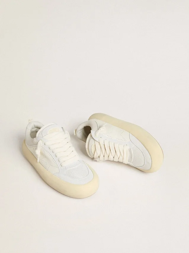 Women's Space-Star Cube in white leather with perforated star