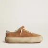 Women's Space-Star in tobacco-colored suede with perforated star