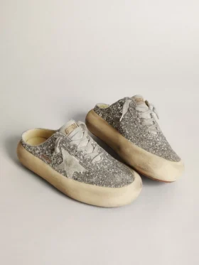 Women’s Space-Star Sabot in glitter with ice-gray star and tab