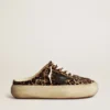 Women's Space-Star Sabot in leopard print pony skin with black star