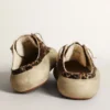 Women's Space-Star Sabot in leopard print pony skin with black star