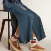 Women's Space-Star Sabot in tobacco-colored suede with perforated star