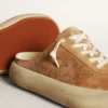 Women's Space-Star Sabot in tobacco-colored suede with perforated star