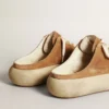 Women's Space-Star Sabot in tobacco-colored suede with perforated star