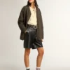 Women's Space-Star Sabot in tobacco-colored suede with perforated star