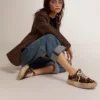 Women's Space-Star shoes in animal-print pony skin with shearling lining