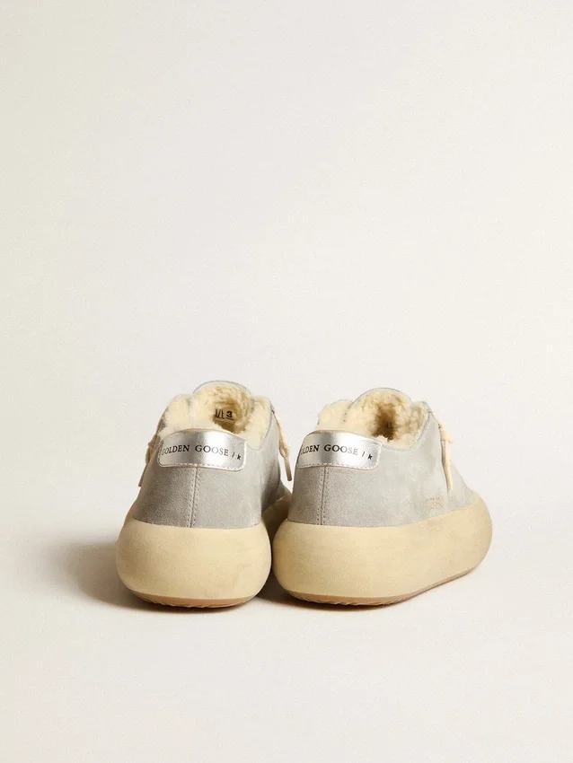Men’s Space-Star shoes in ice-gray suede with shearling lining