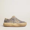 Women's Space-Star shoes in silver glitter with shearling lining