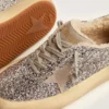 Women's Space-Star shoes in silver glitter with shearling lining