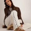 Women's Space-Star shoes in tobacco-colored suede with shearling lining