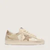 Women’s Stardan in ecru nappa leather with gold glitter star and heel tab