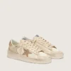 Women’s Stardan in ecru nappa leather with gold glitter star and heel tab